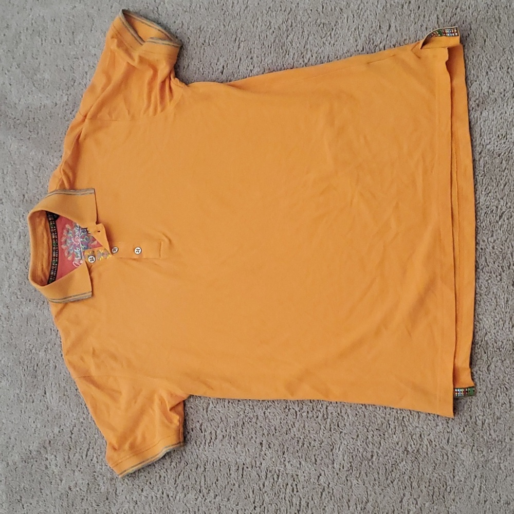 Robert Graham s orange polo shirt embroidered piping